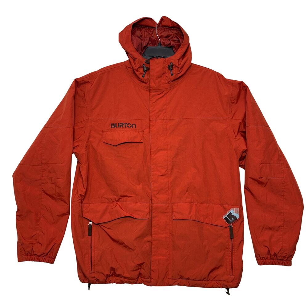 Vintage Burton Ski Jacket Mens XL Red Orange Hooded DryRide Snowboards Y2K